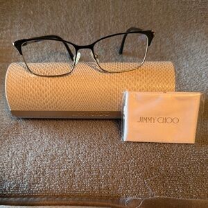 Jimmy Choo Black and Gold Eyeglasses with Case